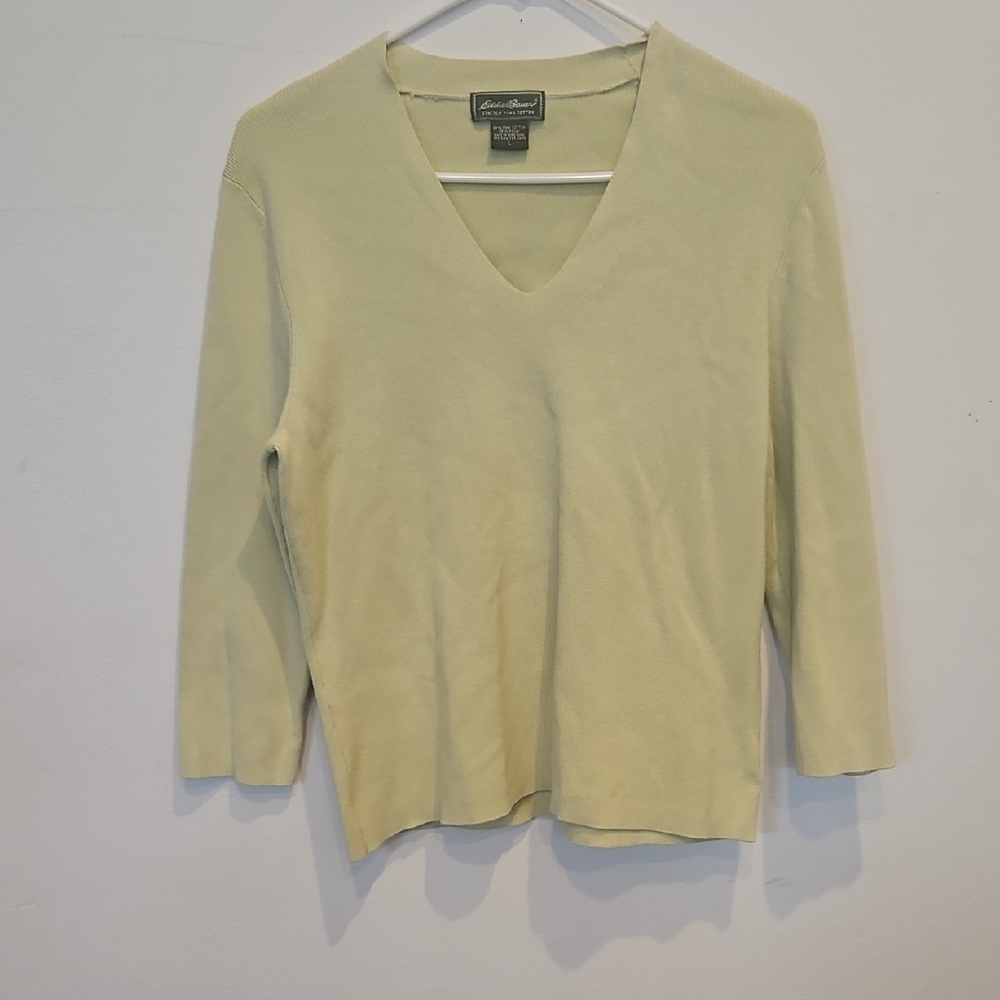 Eddie Bauer Light Cream V-Neck Sweater